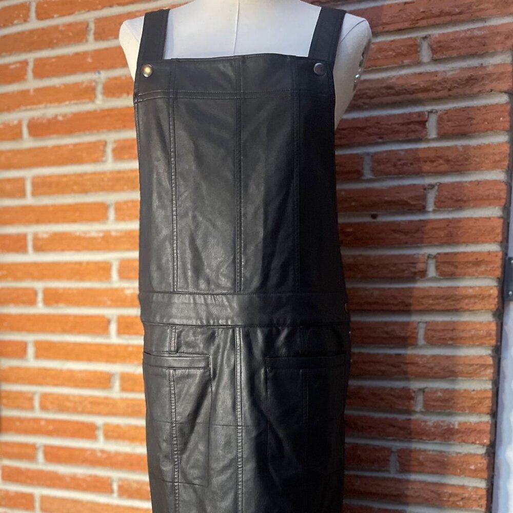 Free People Faux Leather Skirt Overalls